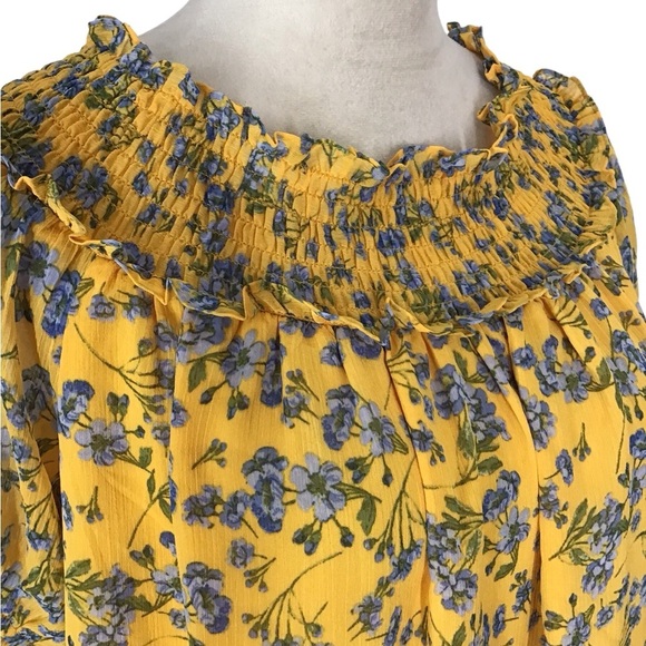 CECE Floral Print Off The Shoulder Shift Dress In Saffron Size Small NEW - Picture 7 of 7